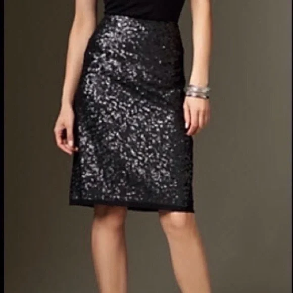 Talbots Skirts Talbots Black Midi Knee Length Sequin Skirt